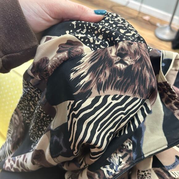90s Vintage Bomber Jacket Animal Print Patchwork Silk Leopard Cheetah Elephant L - Picture 6 of 9